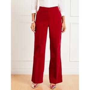 Talbots Women’s 10 Red Velveteen Wide Leg Dress Pants Holiday Christmas Party